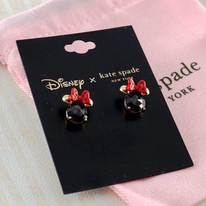 NWT Kate Spade x Disney Minnie Crystal Stud Earrings in Gold/Black